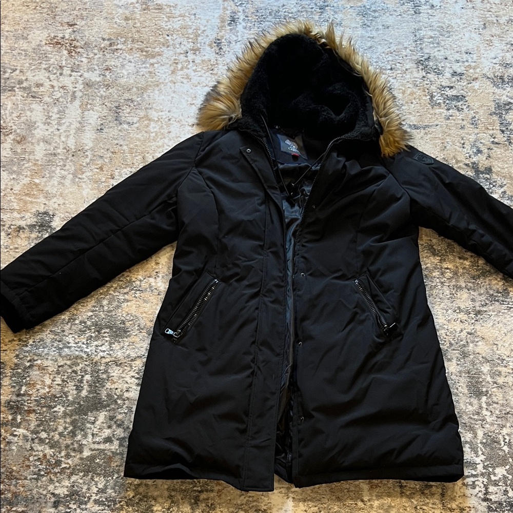 Vince Camuto Black Jacket with Faux Fur Trim